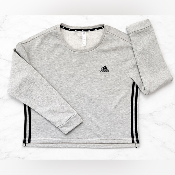 adidas Other - ADIDAS PRIME-GREEN Boxy Cropped 3-Stripe Sweatshirt - Grey Heather - M